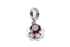 Berloque Flor Strass Vermelho Aço - BQAÇ0014