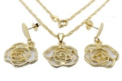 Conjunto Rosas Folheado Ouro c/Caixa - CJFO0012 - comprar online