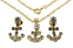 Conjunto Âncora Strass Folheado Ouro c/Caixa - CJFO0010 - comprar online