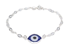 Pulseira Elos Ovais Olho Grego Azul Prata 925 - PLPRF0016