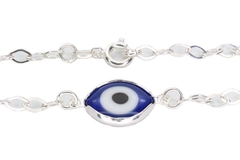 Pulseira Elos Ovais Olho Grego Azul Prata 925 - PLPRF0016 - comprar online