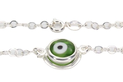 Pulseira Elos Largos Olho Grego Verde Prata 925 - PLPRF0017 - comprar online