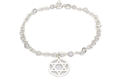 Pulseira Elos Largos Pingente Estrela de Davi Prata 925 - PLPRF0018