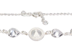 Pulseira Elos Contínuos Nossa Senhora Aparecida 4 Corações Zircônia Prata 925 - PLPRF0030 - comprar online