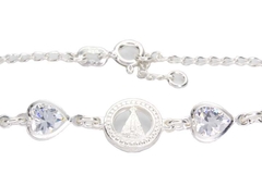 Pulseira Elos Contínuos Nossa Senhora Aparecida 6 Corações Zircônia Prata 925 - PLPRF0031 - comprar online