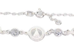 Pulseira Elo Americano Nossa Senhora Aparecida e Zircônias Prata 925 - PLPRF0032 - comprar online