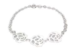 Pulseira Elos Largos 3 Rosas Prata 925 - PLPRF0040