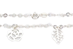 Pulseira Elos Largos Flores e Folhas Prata 925 - PLPRF0041 - comprar online