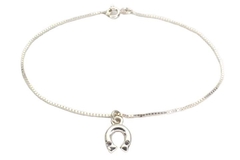 Pulseira Veneziana Fina Pingente Ferradura com Zircônia Prata 925 - PLPRF0050