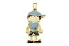 Pingente Menino Roupa Azul Strass Cores Folheado Ouro - PGFO0016