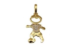 Pingente Menino Futebol Strass Folheado Ouro - PGFO0018