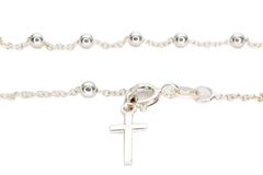 Pulseira Mini Elos Bolinhas 3mm e Cruz Prata 925 - PLPRF0066 - comprar online