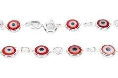 Pulseira Olho Grego Vermelho Prata 925 - PLPRF0078 - comprar online