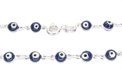 Pulseira Olho Grego Bolinha Azul Marinho Prata 925 - PLPRF0079 - comprar online