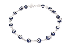 Pulseira Olho Grego Bolinha Azul Marinho Prata 925 - PLPRF0079