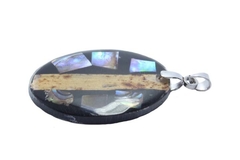 Pingente Resina Oval com Abalone Aço - PGAÇ0115 - comprar online