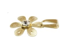 Pingente Flor 6 Pétalas 1 Strass Folheado à Ouro - PGFO0088 - comprar online