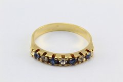 Anel Folheado Ouro Meia Aliança Strass Diversos - ANFO0053 - facejoias.com.br