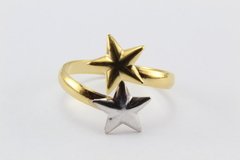 Anel Folheado Ouro 2 Estrelas Falange - ANFO0069 - facejoias.com.br