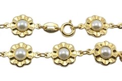 Pulseira Margaridas com Pérolas Folheada à Ouro - PLFOF0021 - comprar online