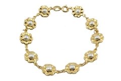 Pulseira Margaridas com Pérolas Folheada à Ouro - PLFOF0021