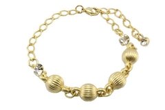 Pulseira Regulável Bolas Foscas com Strass Folheada à Ouro - PLFOF0020 - comprar online