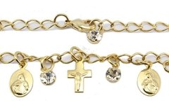 Pulseira Religiosa com Strasses Folheada à Ouro - PLFOF0025 - comprar online