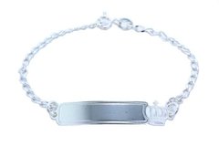 Pulseira Infantil Chapinha Coroa Gravável Prata 925 - PLPRI0013