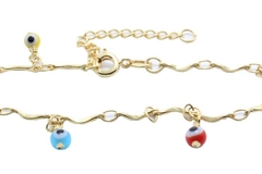 Pulseira Ondas Olho Grego Cores Folheada à Ouro - PLFOF0037 - comprar online