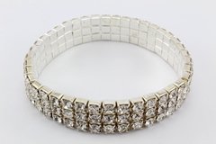 Pulseira Prateada Strass 3 Voltas Ajustável (Bijuteria) - PLFE0002 - comprar online