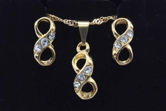 Conjunto Infinito Strass Cristal Folheado Ouro c/Caixa - CJFO0035 - comprar online