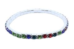 Pulseira Prateada Strass Cores 1 Volta Ajustável (Bijuteria) - PLFE0006 - comprar online