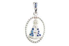 Pingente Nossa Senhora Aparecida com Micro Zircônia Azul Prata 925 - PGPR0063