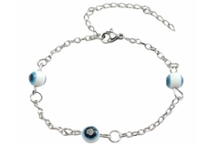 Pulseira Olho Grego Branco Aço - PLAÇF0002