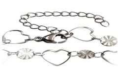 Pulseira Corações e Chapinhas Aço - PLAÇF0011 - comprar online