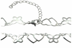 Pulseira Borboletas e Corações Aço - PLAÇF0012 - comprar online