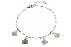 Pulseira Elos Americana com Flores Aço - PLAÇF0013