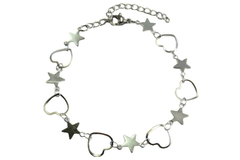 Pulseira Corações e Estrelas Aço - PLAÇF0020