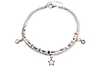 Pulseira Dupla Missangas, Strass e Estrela Aço - PLAÇF0027