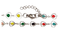 Pulseira Corações Coloridos Aço - PLAÇF0032 - comprar online