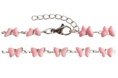 Pulseira Borboletas Cor-de-Rosa Resinadas Aço - PLAÇF0039 - comprar online