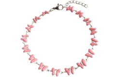 Pulseira Borboletas Cor-de-Rosa Resinadas Aço - PLAÇF0039