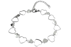 Pulseira Corações Chapinhas Vazadas Aço - PLAÇF0045