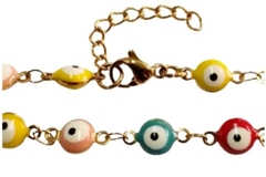 Pulseira OIho Grego Cores com Banho Dourado Aço - PLAÇF0055 - comprar online