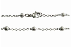 Pulseira Elos Americana com Bolinhas Aço - PLAÇF0057 - comprar online