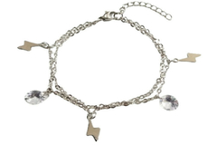 Pulseira Dupla Raio e Strass Aço - PLAÇF0065