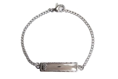 Pulseira Infantil Menina Chapinha Gravável Aço - PLAÇI0003