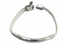 Pulseira Malha com Placa Gravável Aço - PLAÇM0011 - comprar online