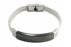 Pulseira Malha com Placa Black Aço - PLAÇM0013