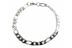 Pulseira Fígaro 3x1 Achatada 9mm Aço - PLAÇM0027